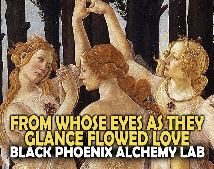 Artistic depiction of three women with a quote overlay and brand name.