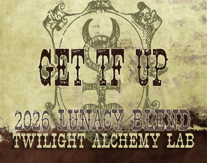 A distressed graphic with the text &