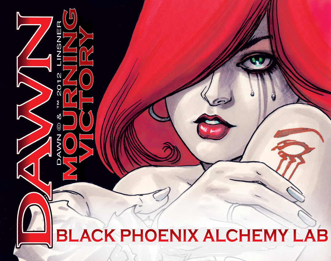 Comic book cover with a character with red hair and a tattoo, featuring the text &
