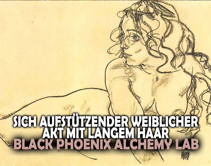 Sich Aufstützender Weiblicher Akt Mit Langem Haar Perfume Oil