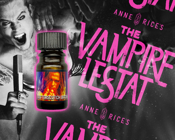 Butterscotch Bitch perfume oil bottle by Black Phoenix Alchemy Lab, The Vampire Lestat x Interview with the Vampire licensed fragrance, Anne Rice&