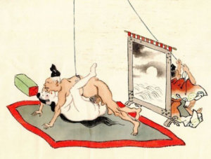 Label image for Rope Pulley featuring Edo-era Shunga art