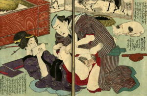Label image for Spotted Cat featuring Edo-era Shunga art