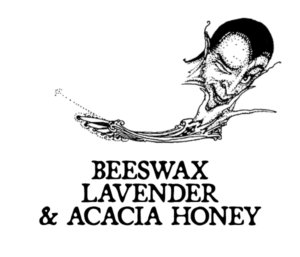 label image of beeswax, lavender, and acacia honey