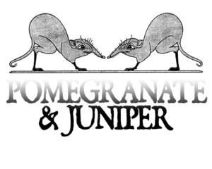 Web art that says Pomegranate and Juniper
