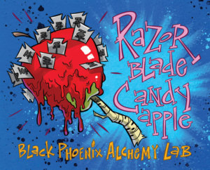 Label art that says Razor Blade Candy Apple