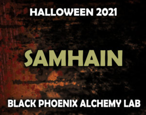 Label art that says Samhain