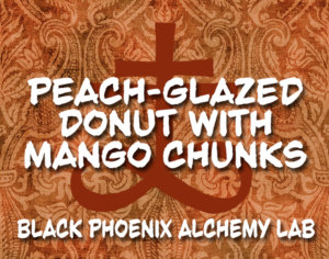 label that says peach glazed donut with mango chunks