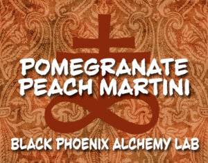 label that says pomegranate peach martini