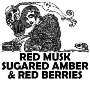 Text reads RED MUSK, SUGARED AMBER, AND RED BERRIES