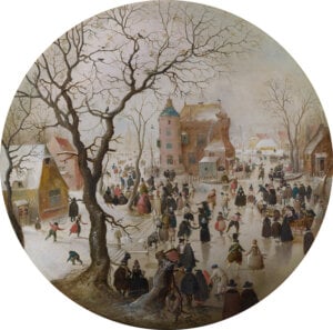 A Winter’s Scene with Skaters near a Castle - january art 2024 WEB