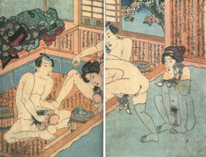 two married couples in a bathhouse