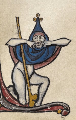 MEDIEVAL FOOL BREAKING THE FOURTH WALL