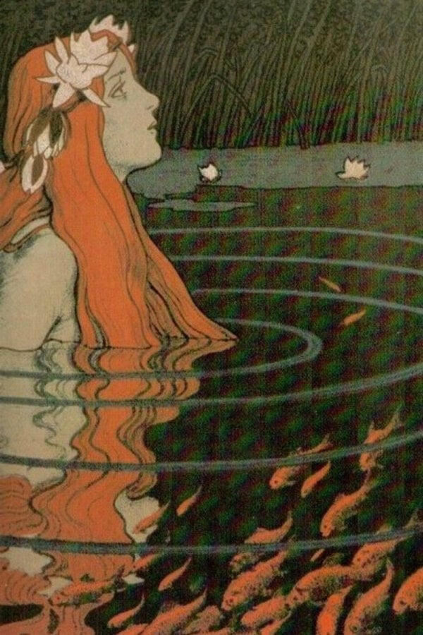 nymph in a goldfish pond