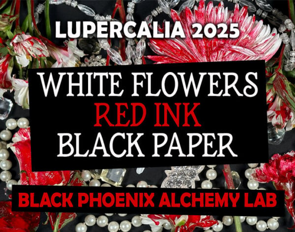 White Flowers, Red Ink, Black Paper